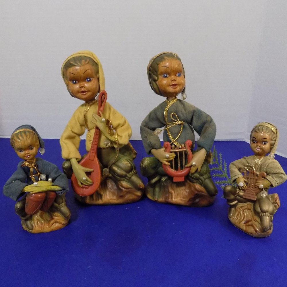 Vintage Asian Boy Pixie Elf Gnome Musician's Figurine Gypsy Hong Kong 60's 70's